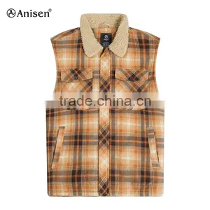 Stock Windproof Collar Plaids Men Polar Fleece Vest thumbnail-1
