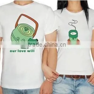 White/gray Color Short Sleeve O-neck Cotton Couple Bulk Wholesale Unisex T-shirts thumbnail-2