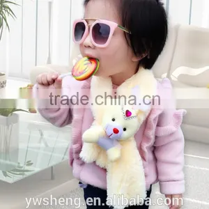 Hot Selling New Winter Children's Coral Velvet Scarf Wholesale Cartoon Fashion Kids Cotton Plain Bear thumbnail-3