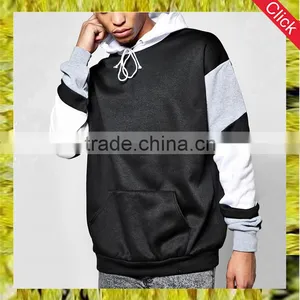 Wholesale Mens Oversized Hooded Sweatshirt Block Sleeve Supreme Hoodie Custom Logo thumbnail-1
