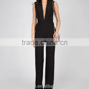 2016 v Neck Black Women Jumpsuits thumbnail-1