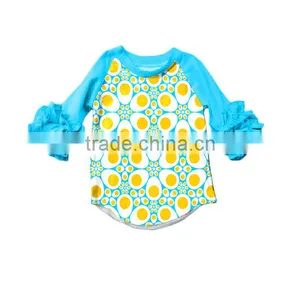 Remark Baby Easter Raglan Shirts With Ruffle Sleeve Egg Pattern Shirts Girls Wholesale Children's Boutique thumbnail-1