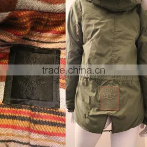 Army Green Coat 100% Cashmere Coats Lined With Hooded Jacket Faux Fur Coat for Sale thumbnail-2