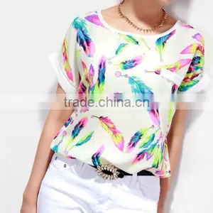 Casual Style v Neck Wholesale t Shirts Girls Hot Sexy Blouse thumbnail-1