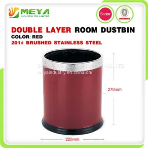 Small Indoor Hotel Room Commercial Dobel Layer Round Cylinder Waste Bin Trash Cans thumbnail-2