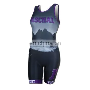 Customized Full Sublimation Womens Wrestling Singlet thumbnail-2