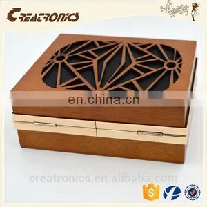 CR Factory OEM Acceptable Engraving Patterns Hollowed-out Design Metal Frame Long Chain Rectangled Shaped Wooden Box Clutch Bag thumbnail-3