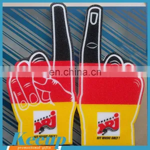 Customer LOGO Printed Promotion Foam Hand Cheering Mitt With Middle Finger thumbnail-1