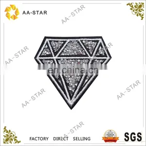 Gray Diamond Pattern Bead and Stone Appliques for Clothing thumbnail-1
