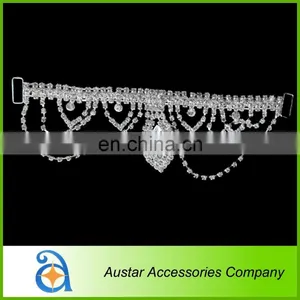 New Style Crystal Diamante Silver Metal Bathing Suit Connectors Chain thumbnail-1