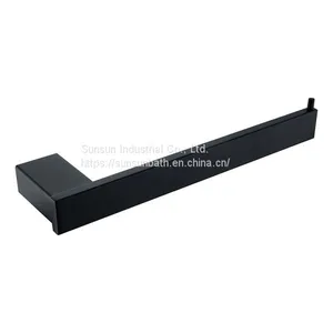 Open Matte Black Square Towel Ring thumbnail-1