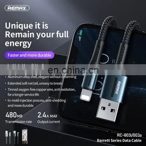 Remax Black Silver Cell Phone Charging Nylon Braided Charging USB Cables Tyoe C / Lighting thumbnail-6