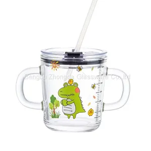 Measuring Two Handles Glass Mug With Custom Printing thumbnail-1