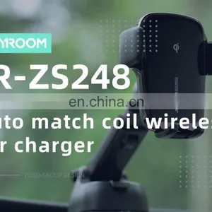 JOYROOM ZS248 FCC CE Qi Self-Aligning Coil Car Charger Mobile Mount Dashboard Qi 15W Wireless Fast Charging Car Phone Holder thumbnail-1
