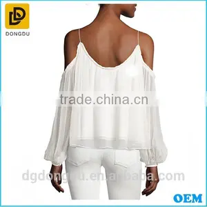 2016 Fashion Design Latest Summer Lady Blouse Cold-Shoulder Blouse thumbnail-3