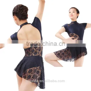 Girls Lyrical Turtle Neck Lace Ballet Dance Costumes Dress thumbnail-1
