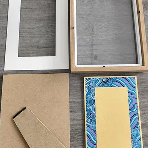 7 Inch 17.4 *12.4 cm Min Photo Frame Xuan Paper Frame Hollow Frame Decoration Picture Painting Calligraphy Frame thumbnail-5