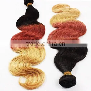 Colored Three Tone Ombre Brazilian Hair Weave Wet and Wavy Virgin Brazilian Hair Weave Prices thumbnail-1