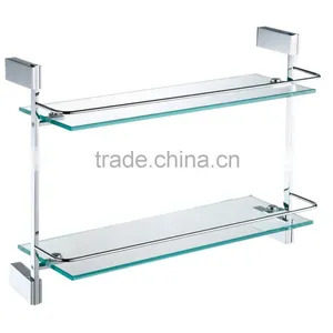 Sanitary Ware Wall Hanging Solid Brass Glass Shelf thumbnail-1