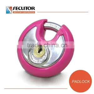 Stainless Steel Discus Padlock With Plascit Color Bumper thumbnail-3