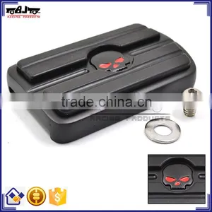 BJ-FP216-052 Skull Large Billet Aluminum Brake Pedal Pad Cover For 1980-up Harley Touring thumbnail-1