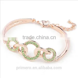Fashion Jewelry 18K Rose Gold Filled Clear Unique Circle Austrian Crystal Bangle Bracelet thumbnail-2