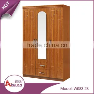 Bedroom Furniture Mirrored Almirah 4 Doors Modern Wooden Easy Assembled Wardrobe thumbnail-5