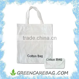 Promotinal Handmade Bleached White Convenient and Foldable Cotton Bag thumbnail-1