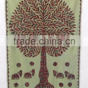 Beautiful Hand Block Printed Tree of Life Hand Embroidered Home Decoration Wall Hanging thumbnail-1