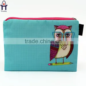 Customized Printing Polyester Canvas Cosmetic Bags Zipper Closure Makeup Bags thumbnail-3
