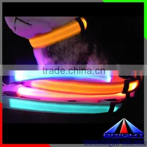 Rechargeable LED Pet Dog Collar, USB Rechargeable Pet Collar Leash, 6 LED Polyester Fibre Webbing Dog Collars thumbnail-6