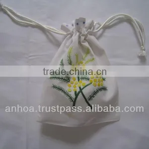 Hand Embroidery Drawstring Pouch Bag thumbnail-1