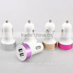 Hot Selling Colorful Dual Usb Output 2.1A Fast Charging Custom Logo Printing Circular Shape Auto Usb Car Charger thumbnail-3