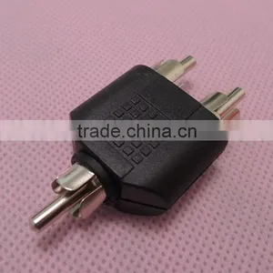 Audio System Black RCA Male to RCA Male Connector Adapter 2 to 1 thumbnail-1