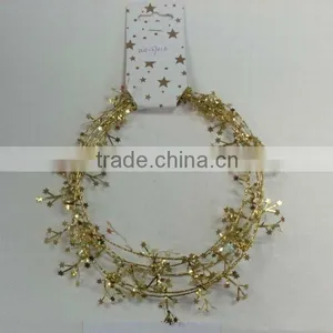 9 Feet Metallic Gold PVC Gift Wrapping Decorative Mini Stars Wire Tinsel Garland thumbnail-1