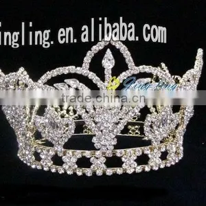 Full Round Rhinestone Accessory Silver Pageant Crowns for Sale thumbnail-1