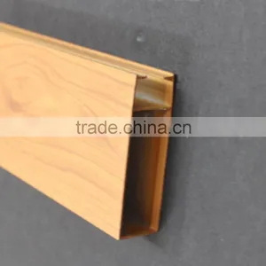 Elegant Facade Wood Grain Suspended Metal Strip Ceiling U Aluminum Screen Ceiling Tiles thumbnail-5