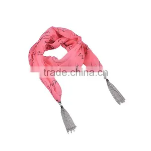 2016 China Supplier Fashion Polyester Silk Magnetic Tasseled Scarves thumbnail-4