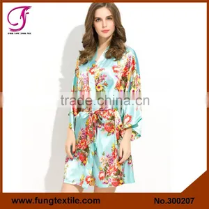 Fung 3002 Woman Bridesmaid Satin Floral Robes Wedding thumbnail-5