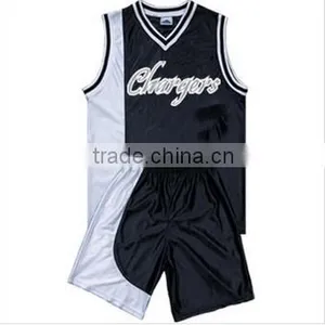 100% Polyester Heavyweight Dazzle V-neck Black Gray Basketball Uniform thumbnail-1