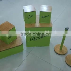 8pcs Kitchen Storage Bread Box and Canister Set thumbnail-1