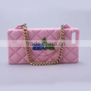 Custom Design Fashion Rhombus Shape Silicone Cell Phone Case With Chain thumbnail-6