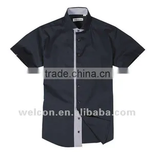 Latest Pure Cotton European Style Popular Black Casual New Stylish Mens Short Sleeve Shirts thumbnail-1