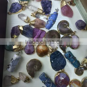 Natural Colorful Wholesale Semi Precious Stone Crystal Gemstone Pendant thumbnail-1