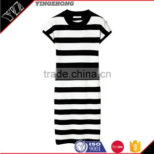Black and White Stripes in the Summer of 2016 the New Han Edition Cultivate One's Morality Short Sleeve Dress thumbnail-1