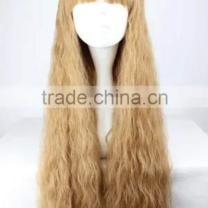 Costume Synthetic Long Blond Micro Wave Wig N423 thumbnail-1