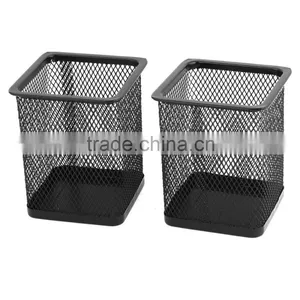 Icegreen Multifunctional Black Metal Square Mesh Design Home Office Pen Holder Case thumbnail-1