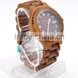 Hot Selling Fashion Round Dial Quartz Wood Watch thumbnail-2