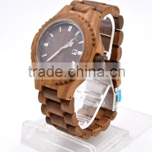 Hot Selling Fashion Round Dial Quartz Wood Watch thumbnail-3