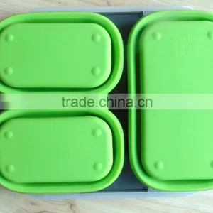 3 Compartment Portable Collapsible Silicone Food Storage Container With Lid thumbnail-3